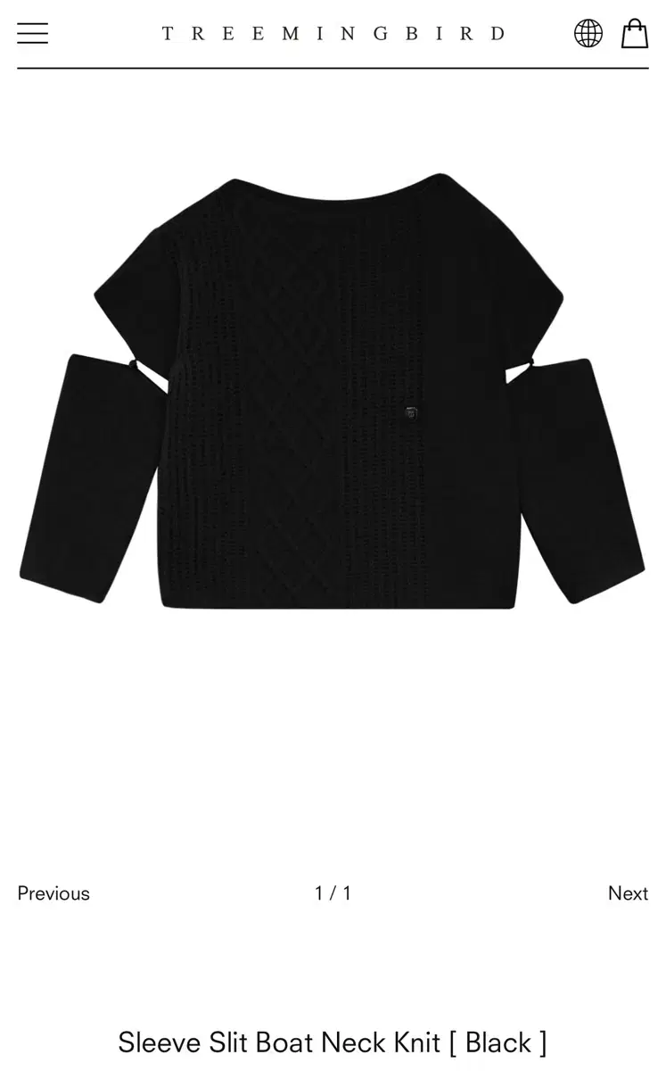 트리밍버드 Sleeve Slit Boat Neck Knit [Black]